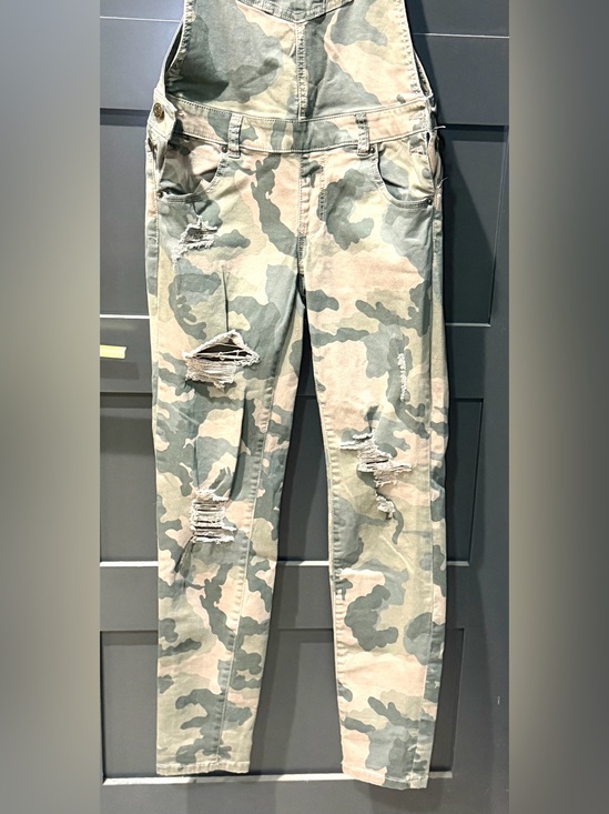 Soho Denim - Soho New York & Company Camo Distressed Denim Overalls